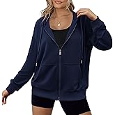 Zeagoo Women's Lightweight Hoodies Full Zip Up Oversized Sweatshirts with Pockets Long Sleeve Thin Casual Hooded Jackets