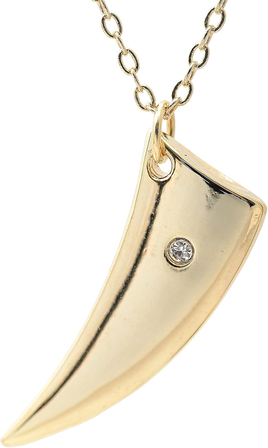 Spinningdaisy Women's High Gloss Shark Tooth with Crystal Accent Necklace