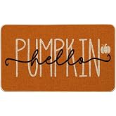 Artoid Mode Orange Hello Pumpkin Fall Doormat 17x29 Inch | Autumn Home Decor Low-Profile Switch Rug Floor Mat for Indoor Outdoor