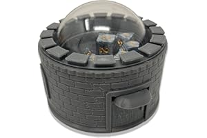 MunnyGrubbers - Castle Dice Popper V2 - Dice Jail - for TTRPG & Board Games - (Random 7PCS D20 Dice Set Included) - Dice Roller - Dice Tower - Dice Holder - Dungeons and Dragons - DND - (Gray)