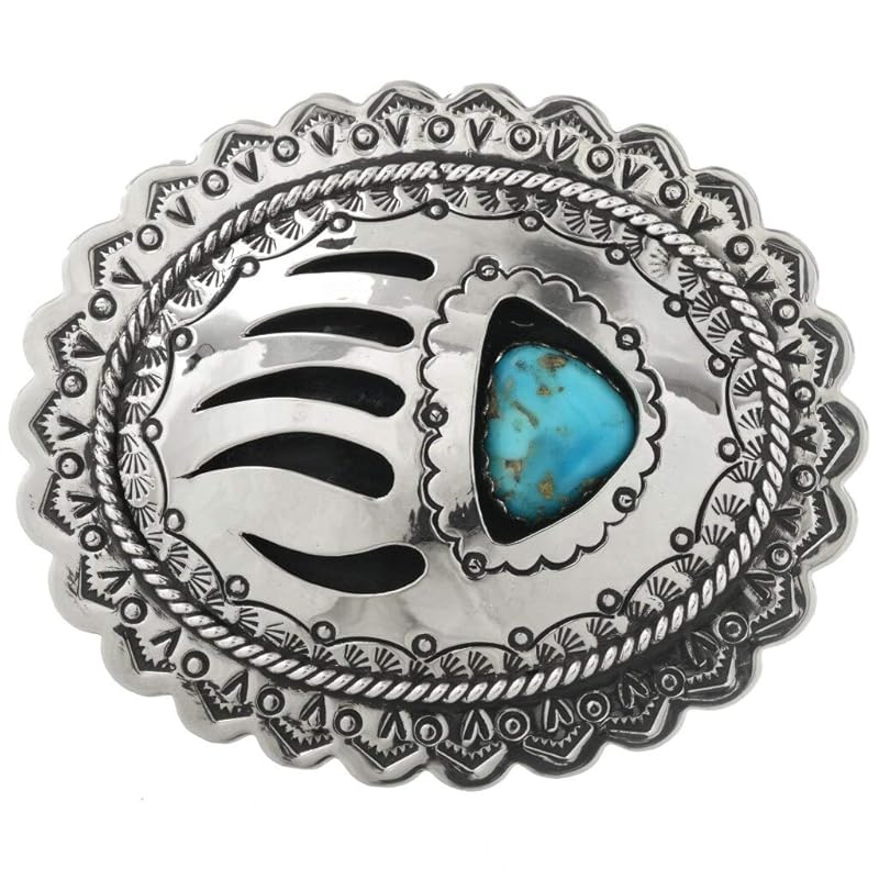 Amazon.com: Native American Belt Buckle Shadowbox Turquoise Bear Paw ...