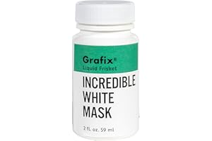 Grafix Incredible White Mask Liquid Frisket - Reliable Removable Latex Mask for Water-Based Mediums – Perfect for Use with Alcohol Inks, Watercolor, Acrylic Paint and More, 2 Ounce Bottle