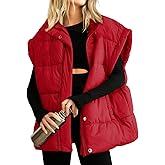Ainangua Women's Puffer Vest Stand Collar Zipper Sleeveless Jackets Winter Lightweight Vests Warm Padded Jacket Coat
