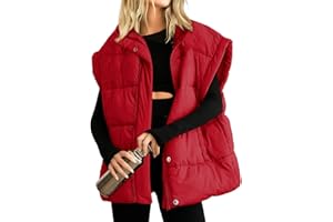 Ainangua Women's Puffer Vest Stand Collar Zipper Sleeveless Jackets Winter Lightweight Vests Warm Padded Jacket Coat
