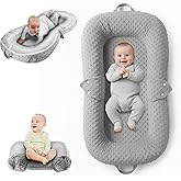 Baby Lounger Pillow : 2-in-1 Infant Lounger for Newborn 0-48 Months, Portable Tummy Time Mat for Home and Travel, Breathable & Soft Baby Seat for Baby, Babies Essentials Gifts