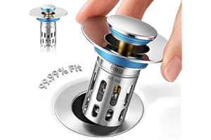 Universal Bathroom Sink Stopper Replacement,Pop Up Sink Drain Strainer Hair Catcher,Solid Brass Silent Popper Core/Stopper/Co
