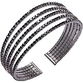 Jojomina Black Bracelets for Woman Multilayer Rhinestone Cuff Bracelet Costume Jewelry for Prom Pageant Party Wedding