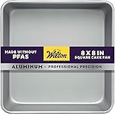 Wilton 8 x 8 Inch Square Cake Pan, Even Heating Aluminum Bakeware, Made Without PFAS, Packaging May Vary