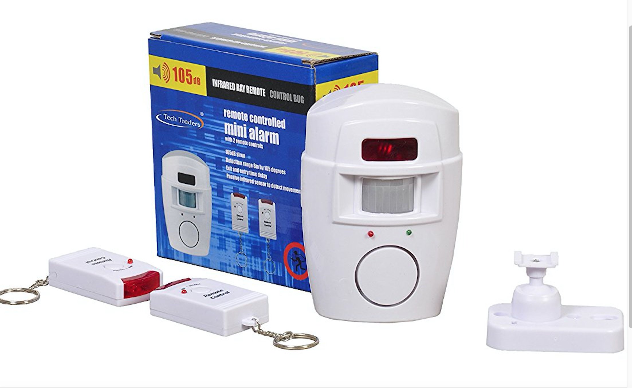 Tech Traders ® Wireless Pir Motion Sensor Alarm + 2 Remote Controls