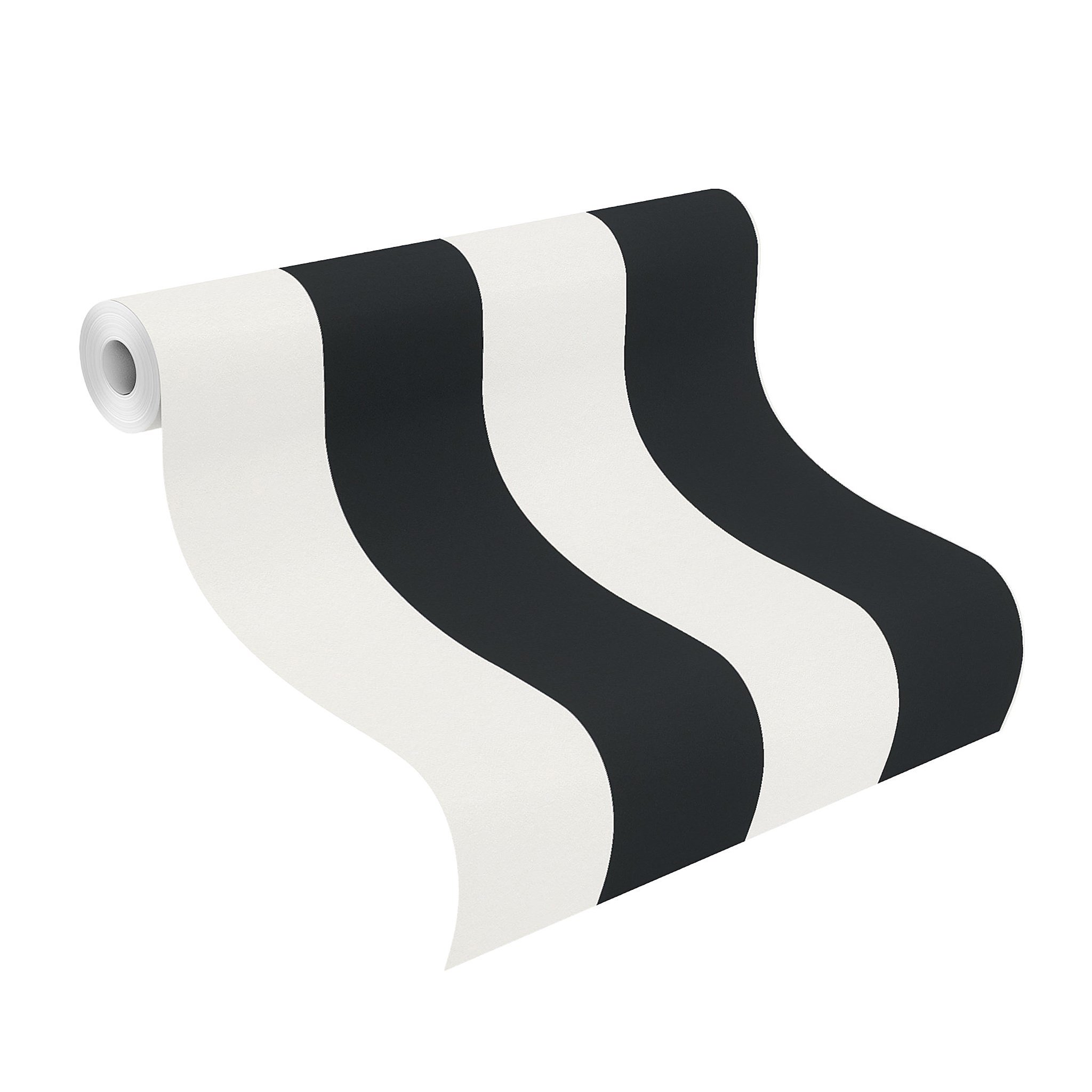 Rasch, “Just Me” Paper Wallpaper, Graphic Design, Striped, Black and Cream/White Colour, 286694