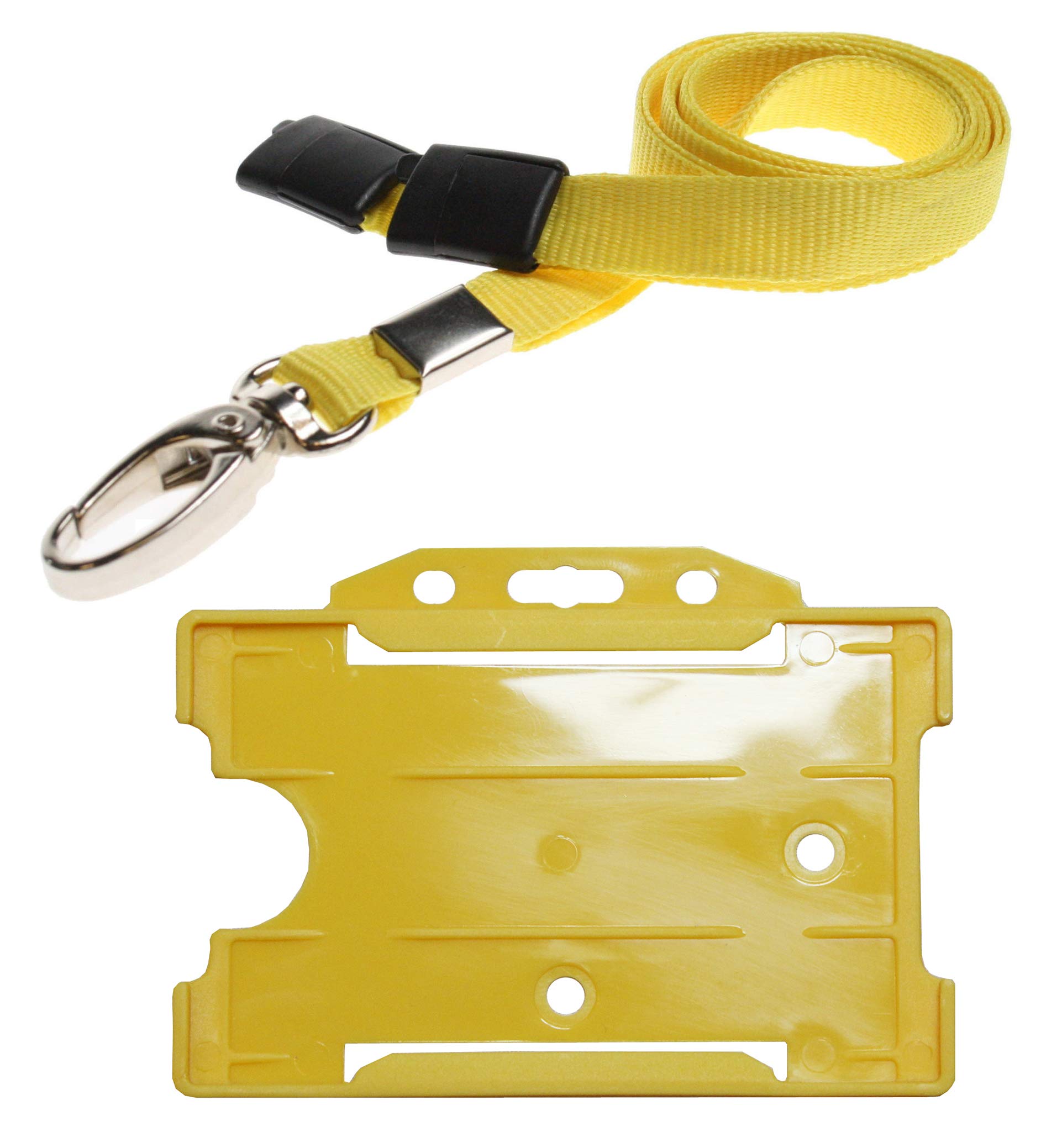 PCL Media ltd 10 Yellow Lanyard with Card Holder and 10 Neck Strap Safety Breakaway Lanyard (Yellow Metal Clip)