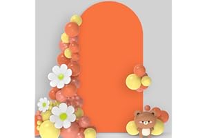 EUHAMS 6.6FT Wedding Arch Cover - Orange Spandex Fitted Arch Backdrop Cover-2-Sided Round Top Chiara Backdrop Stand Covers for Wedding Birthday Party Baby Shower Ceremony Banquet Arch Decoration