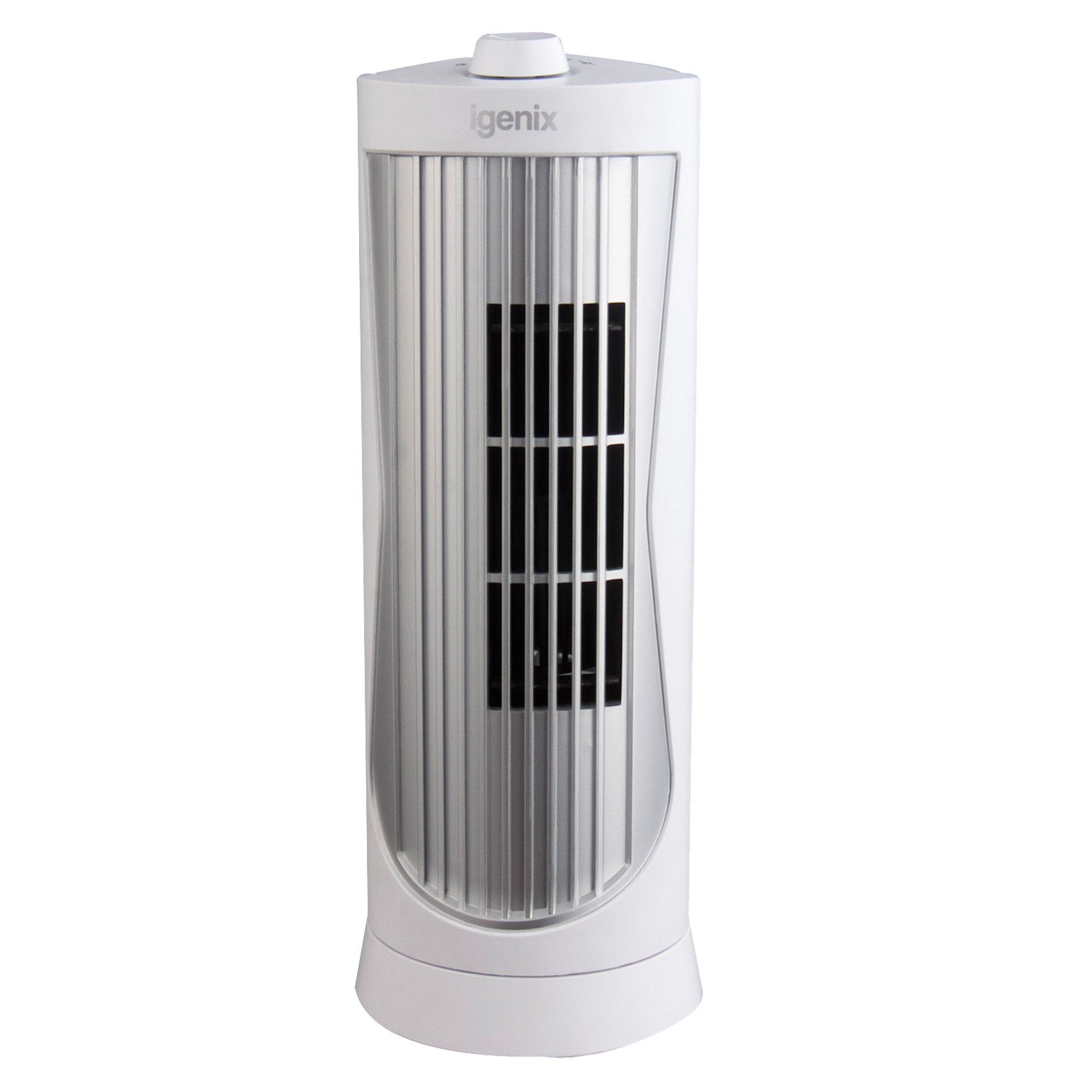 Igenix DF0020 12" Mini Tower Fan – Compact Oscillating Desk Fan with 2 Speed Settings, Quiet Operation, Easy-Carry Handle, Ideal for Home, Office, Bedside & Desktop Use – White