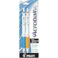 PILOT Acroball PureWhite Advanced Ink Refillable & Retractable Ball Point Pens with Silver Accents, Fine Point, Black Ink