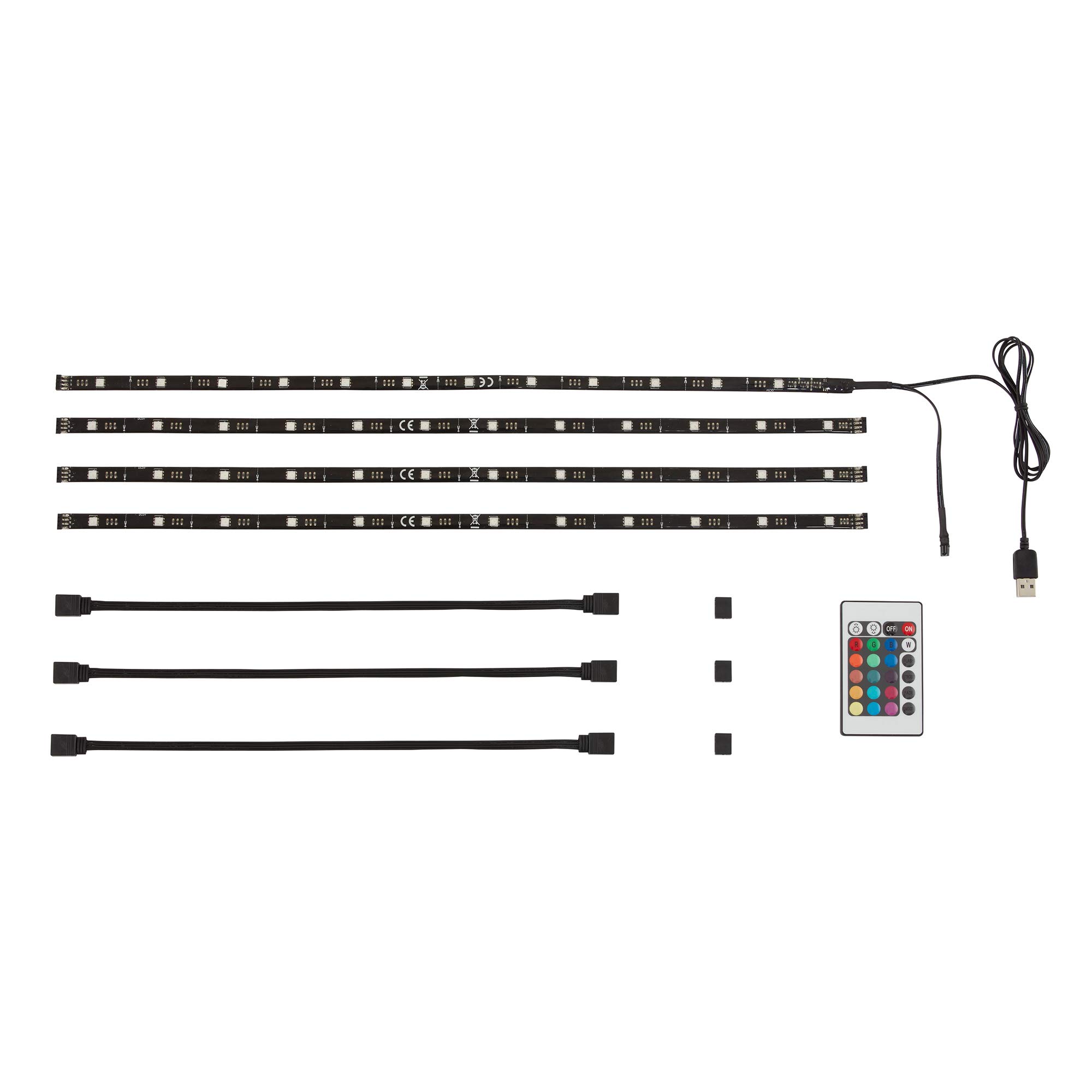 BRILONER Leuchten 2353-024 LED TV Lighting, Dimmable Strip, Self-Adhesive LED Strip, 2 m, USB Connection, Suitable for 32-78 Inches, Light Strip 48 x RGB Colour Changing, Black