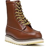 HANDMEN Stylish Classic 6"- 8" Soft Toe Mens Work Boots, EH Leather Slip Resistant Durable Breathable Moc Toe Work Boot 806 808