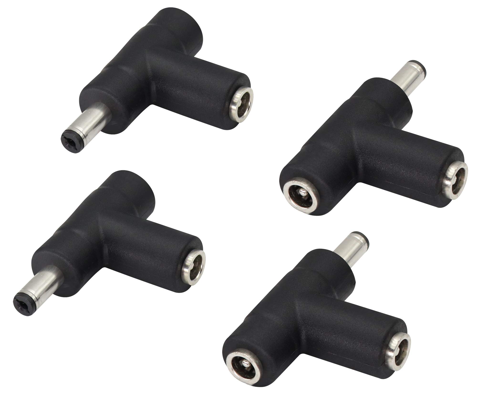 zdyCGTime 90° Angle DC 5.5 * 2.1mm Female to male&Female Connector,Multifunction DC Adapter,DC Power Connector DC5.5x2.1mm Jack Coupler Converter for Laptop CCTV Camera Strip Lighting,4Pcs.