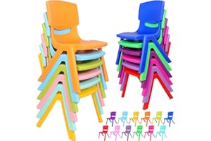 Purpeak 12 Pcs Plastic School Stack Chair, 10 Inch School Chairs Stackable Colorful Kids Learning Chairs Student Seat Stacking Classroom Chairs for Toddler Home Learning Daycare Center Supplies