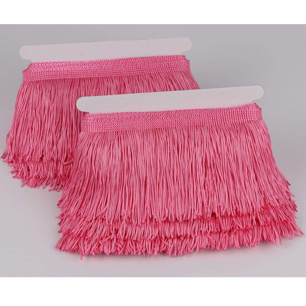 Photo 1 of Heartwish268 Fringe Trim Lace Polyerter Fibre Tassel 4inch Wide 10 Yards Long for Clothes Accessories Latin Wedding Dress DIY Lamp Shade Decoration Black (Pink)