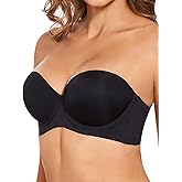 Upushall Strapless Push Up Bras for Women Thick Padded Balconette Seamless Convertible Bra for Small Chested Add a Cup