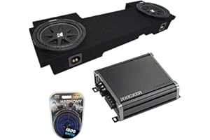 Harmony Audio Kicker Bundle Compatible with 2001-06 Chevy Silverado HD Crew Truck C12 Comp Dual 12" Loaded Sub Box Enclosure with CXA800.1 Amplifier