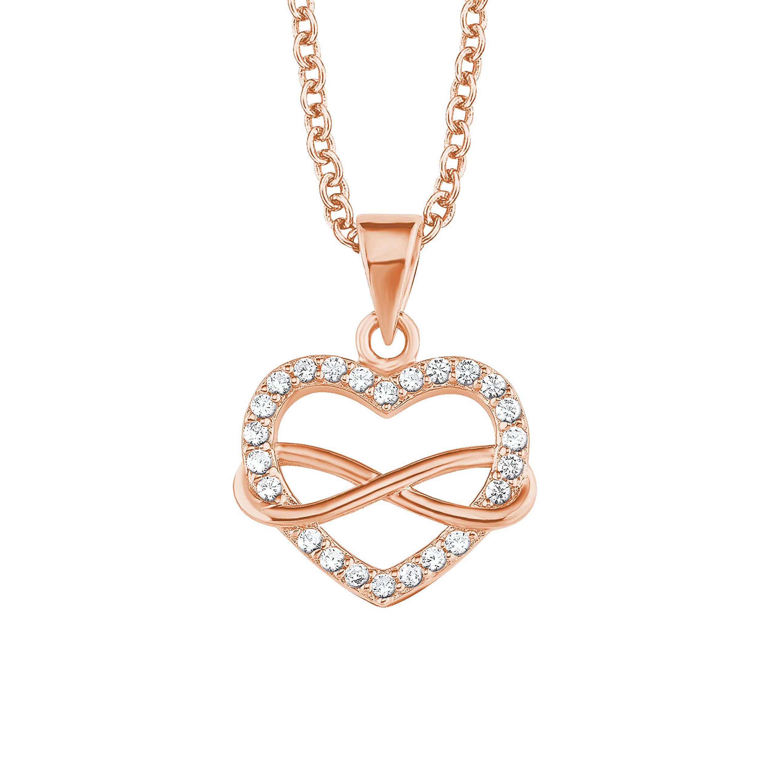 s.Oliver Chain with pendant Women Sets, with Zirconia synth., 42+3 cm, Rosé, Infinity, Comes in jewelry gift box, 2020988 — image 1