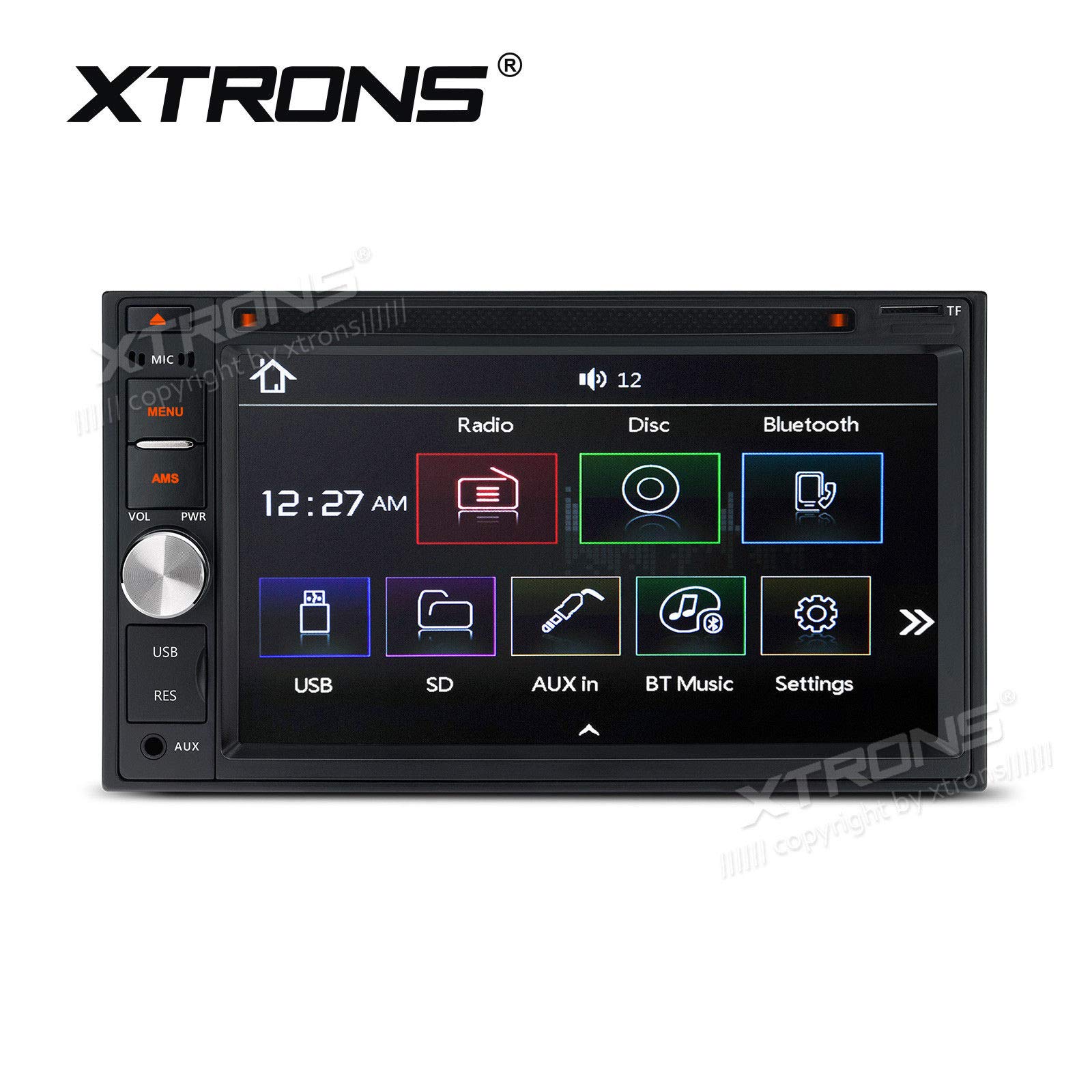 XTRONS Double Din DVD Player 6.2 Inch Digital TFT Touch Screen Car Stereo Radio Player Supports Bluetooth USB SD Full RCA Output