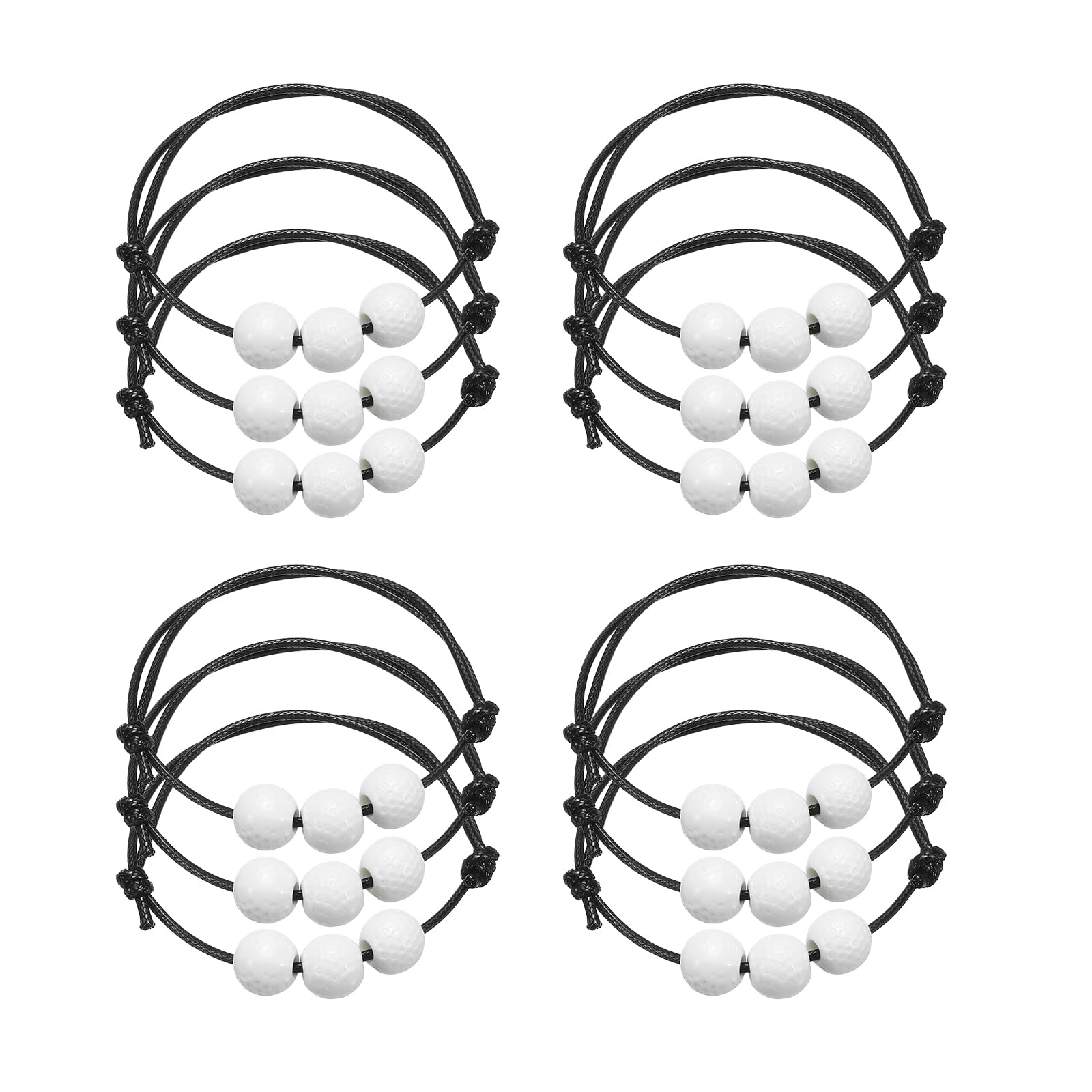 PATIKIL 11mm Golf Charm Bracelets, 12Pcs Sports Beads Bracelet Adjustable Wristbands Golf Party Favors for Teen Adults Sport Theme Party, White
