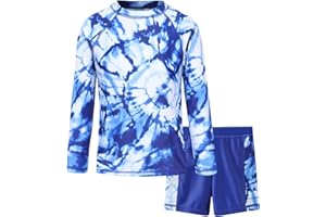LOLLISY Girls Rash Guard Set for Girls Long Sleeve Swimsuits Hawaiian Two Piece Bathing Suits Swimwear Set