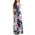 Zattcas Maxi Dresses for Women,Womens Crew Neck Sleeveless Summer Floral Maxi Dress with Pockets (XX-Large, Mutil Navy)