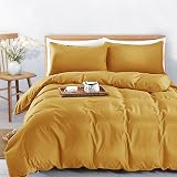 MOONLIGHT20015 King Duvet Cover Set Ochre Solid Microfiber 2 Pillowcases view 4