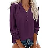 Gleeivy Blouses for Women Dressy Casual 3/4 Length Sleeve Womens Tops 2026 Spring Trendy Cute Smocked Cuffs Sleeve