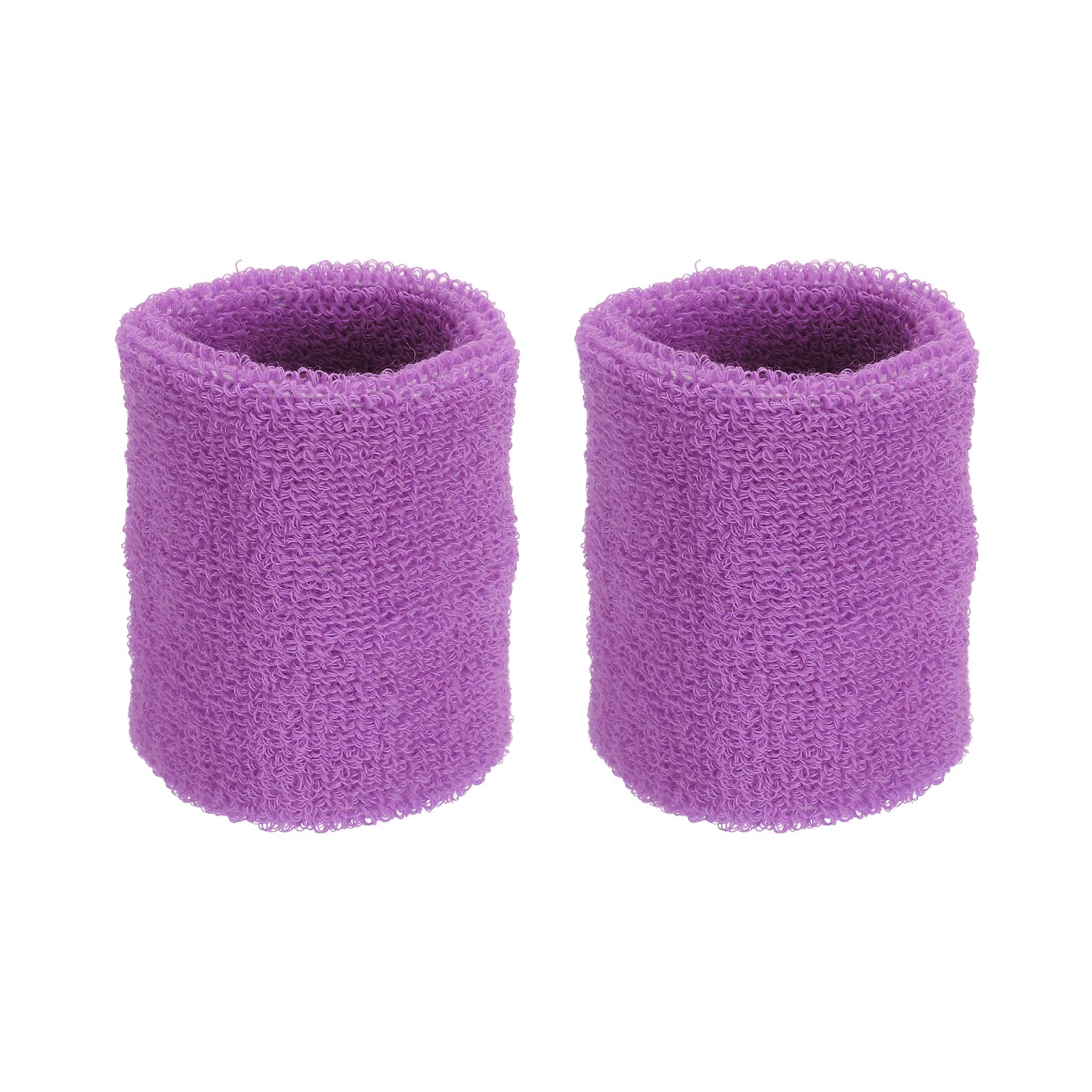 PATIKIL Sports Wristbands 8x10cm, 2 Pack Athletic Cotton Terry Cloth Absorbent Wrist Sweatband for Tennis Basketball Working Out Running, Light Purple