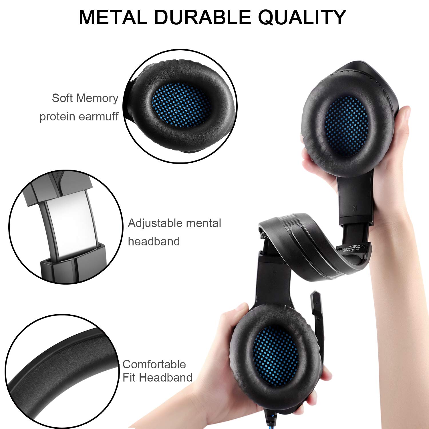 Tyuobox Gaming Headset Headphone with 2.2 M Tangle Free Cord and Microphone-Black, PS4 Headset with Noise Canceling Mic & LED Light, Compatible with PC, PS4, Xbox One Controller