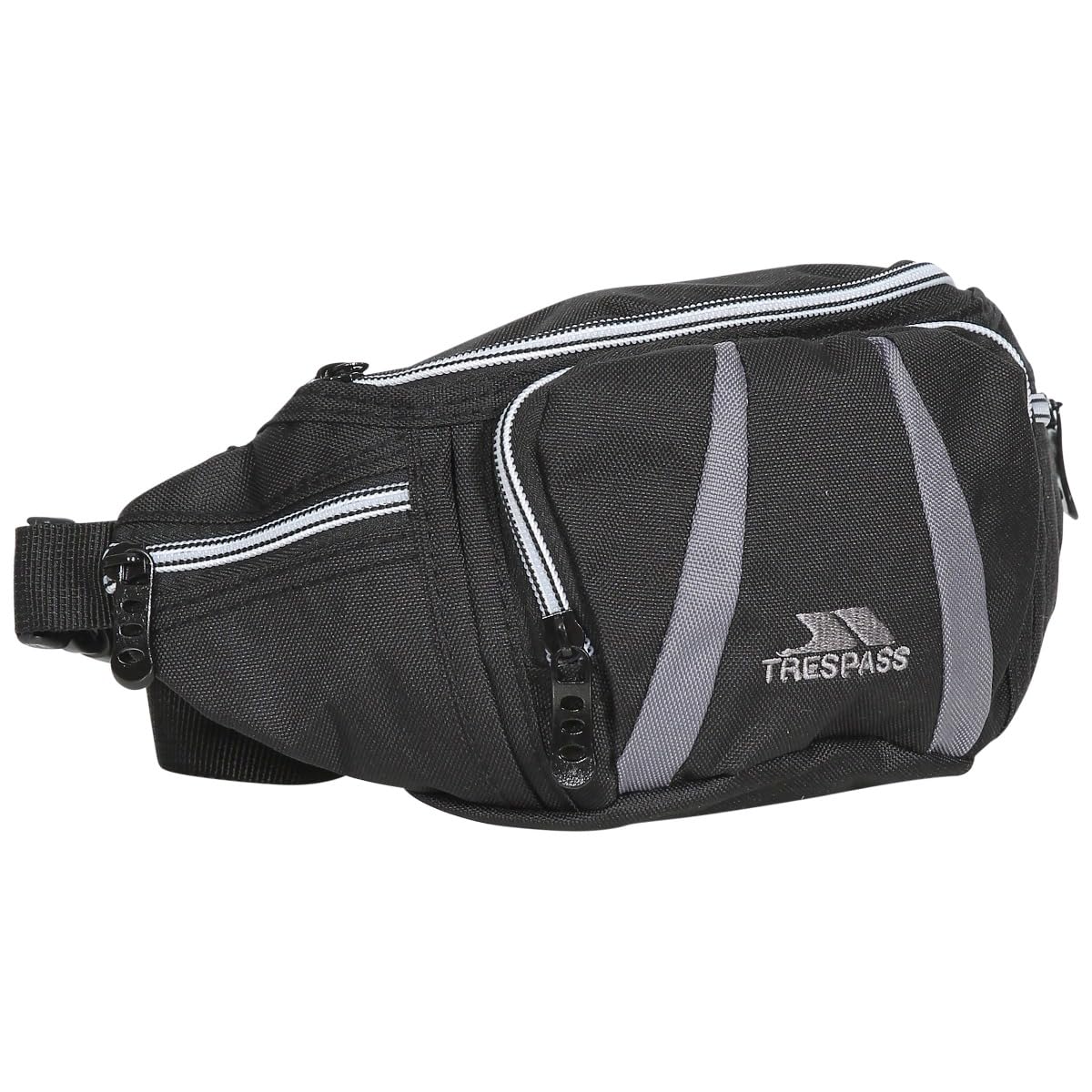Trespass Dax Black Bum Bag Suits Cycling Running with 5 Pockets