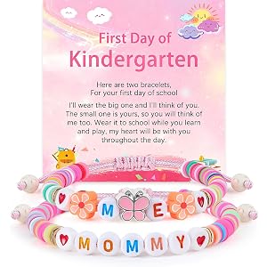 JIANZHEN First Day of Kindergarten Mommy and Me Bracelets Gifts | Back to School Bracelets Butterfly Heart, Mom Daughter Jewe