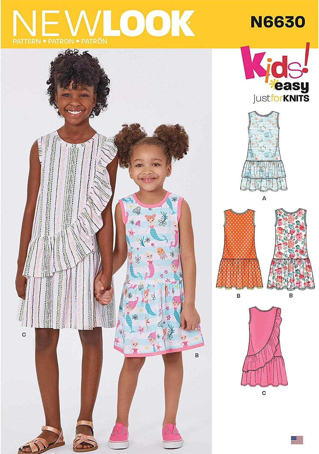 New Look N6630 color blanco papel Patrones de costura para vestidos de