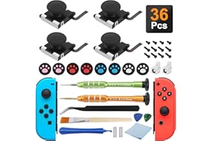 MIRUCHERTTER Joycon Joystick Replacement 4 Pack Repair Kit for Fix Drift Joycon Controller Replacement Repair Tool Kit for Switch, Switch Lite & Switch OLED Controller Thumb Stick Y1.5 Screwdrivers (36 Pcs Set)