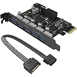 ORICO USB 3.0 Carte Contr&ocirc;leur 5 ports PCI Express PCIe adaptateur haute d&eacute;bit 5 Gb/s max pour Windows 10 8 7 Vista XP Ordinateur de bureau PC