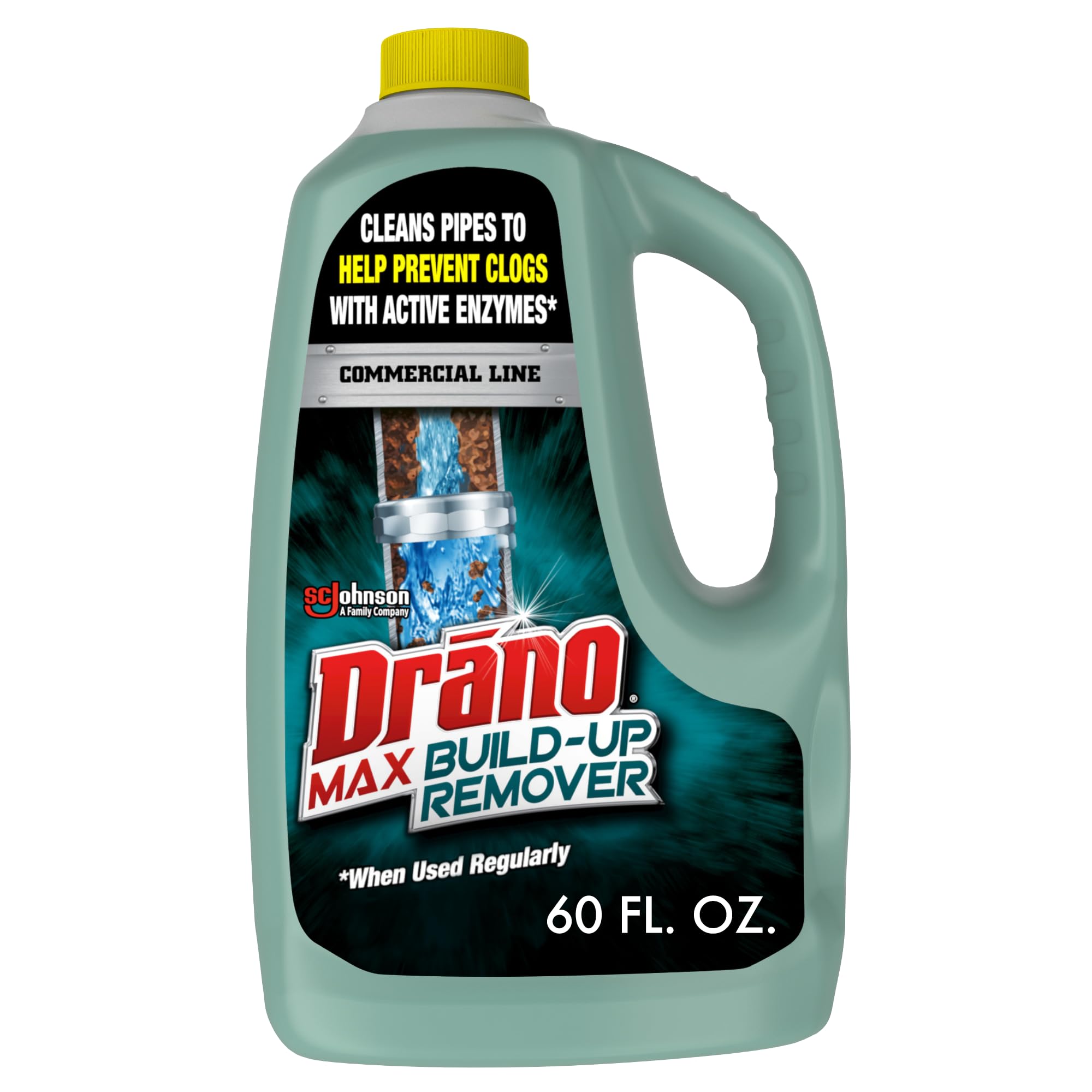 Photo 1 of Drano Max Build Up Remover Drain Cleaner, Enzymes & Probiotics Prevents Clogs & Remove Odor-Causing Buildup, Safe for Septic, Toilets & Pipes in Bathroom Drains & Kitchen Sinks, Commercial Line, 60 oz