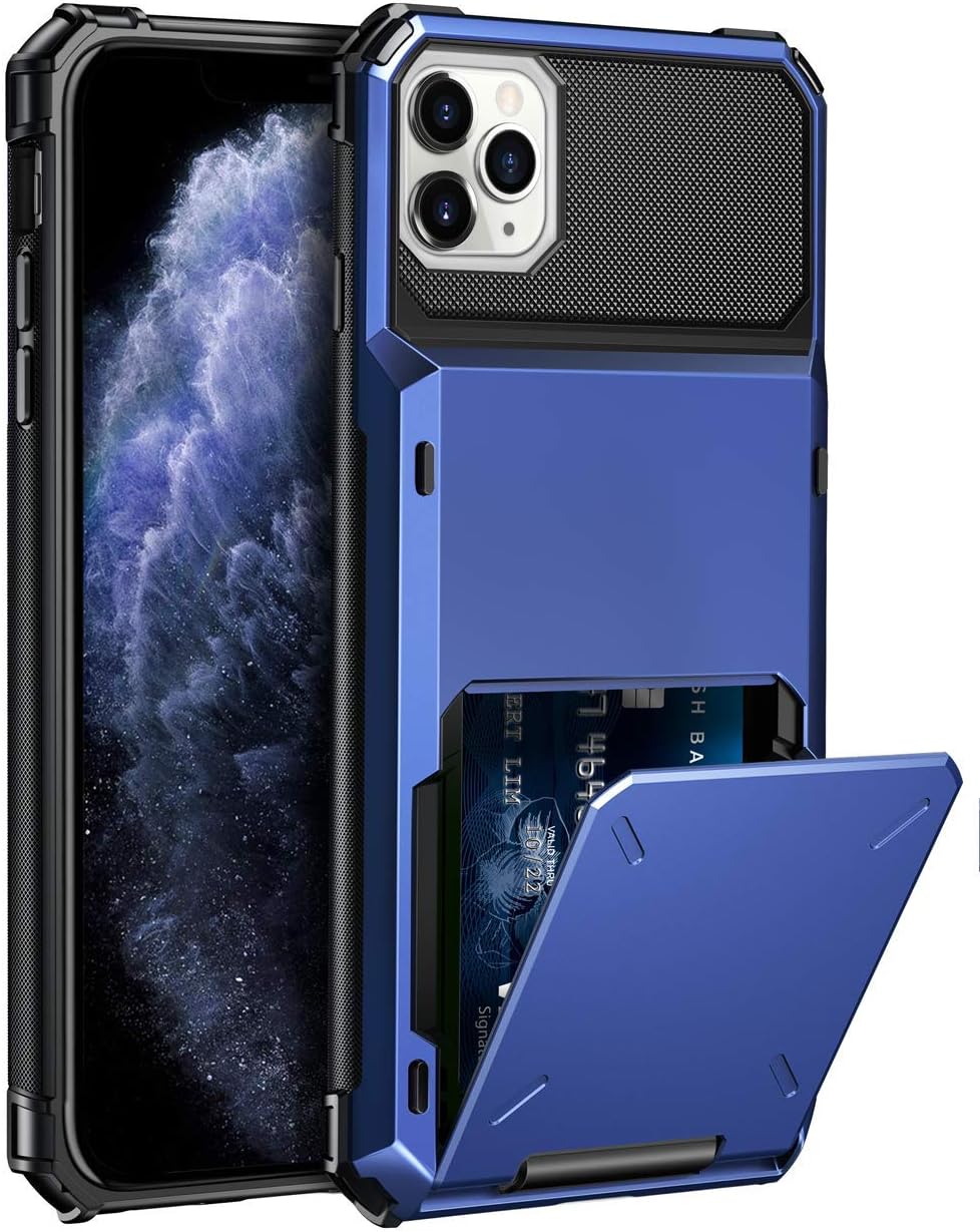 ELOVEN Case for iPhone 11 Pro Max Case Wallet with Card Holder Card Slot Hidden Credit Card ID Shock Absorption Heavy Duty Drop Protection Bumper Protective Cover for iPhone 11 Pro Max, Navy Blue