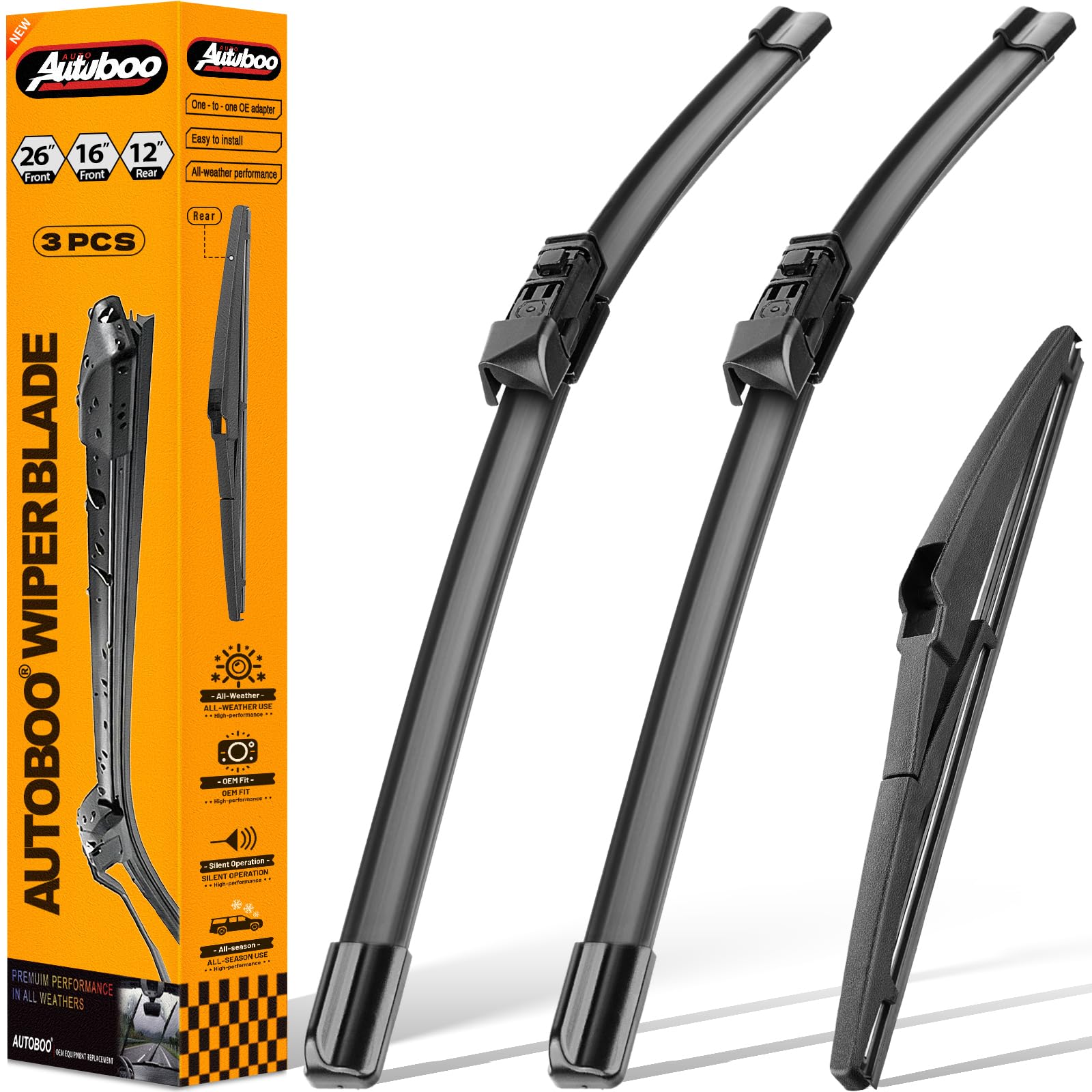 Photo 1 of AUTOBOO 26"+16" Windshield Wipers with 12" Rear Wiper Blade Replacement for Lexus NX200t NX300 NX300h 2015 2016 2017 2018 2019 2020 2021 -Original Factory Quality (Pack of 3)