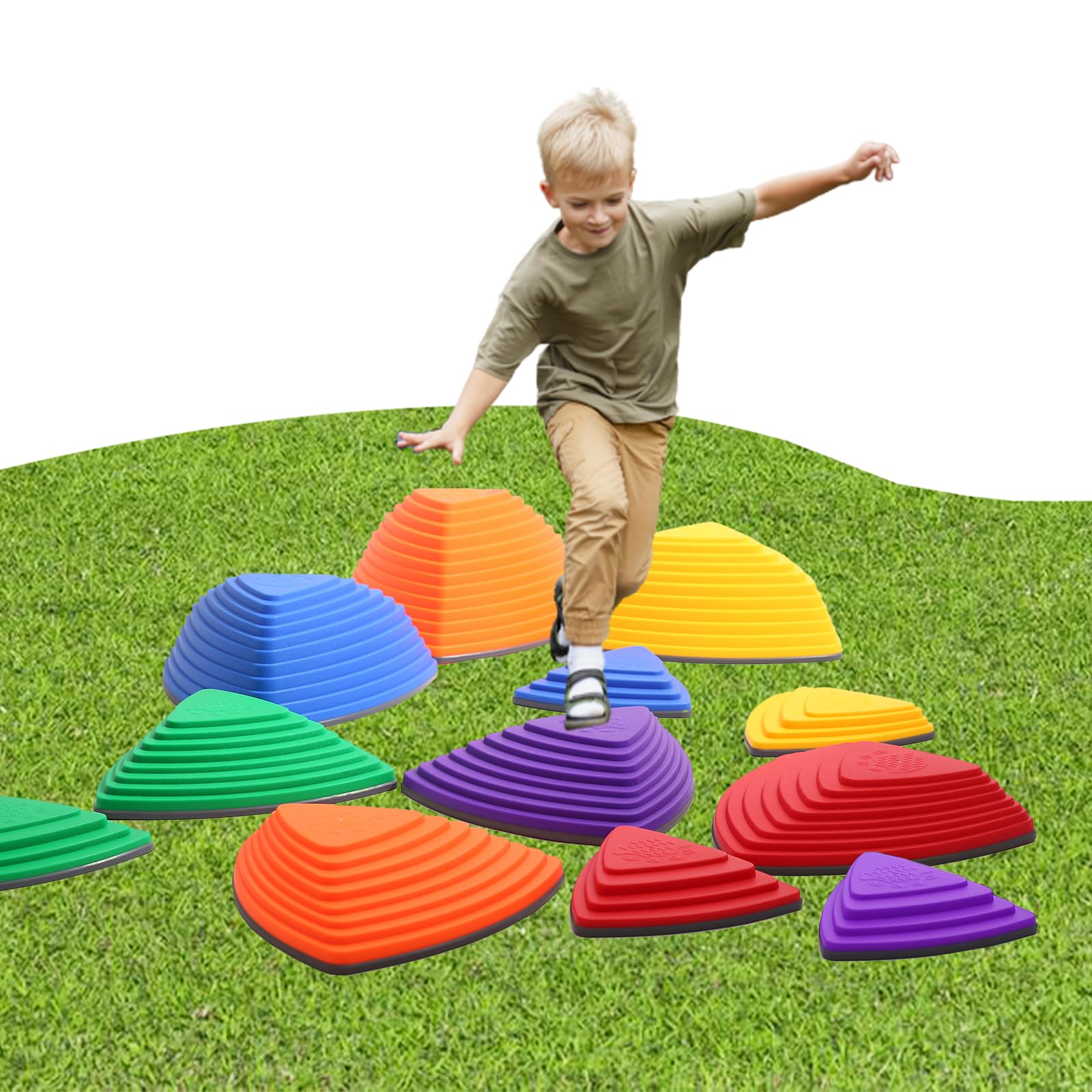 Stepping Stones for Kids Ages 3 and Up - Durable Stepping Stones Encourage Toddler Balance & Gross Motor Skills with Non-Slip Surface for Indoor Obstacle Courses Outdoor Toys Play