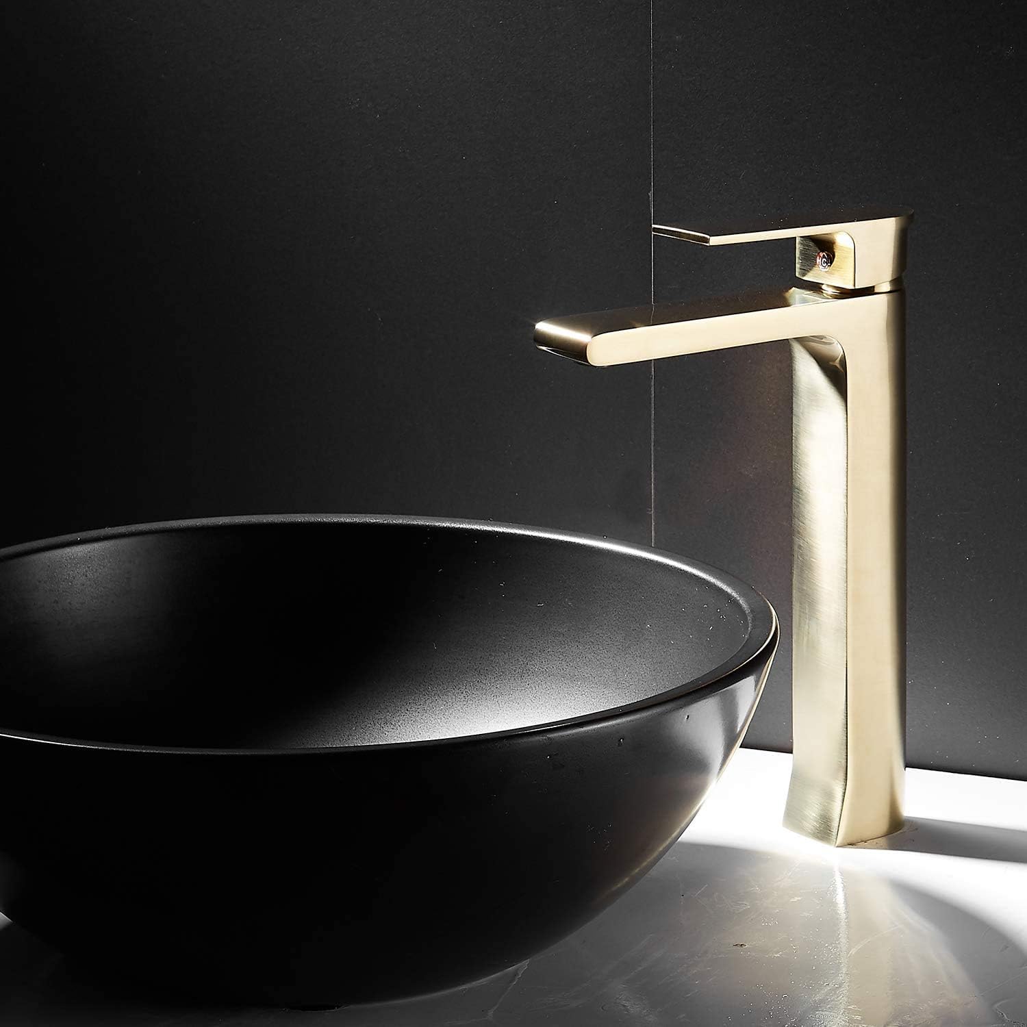 Tall Counter Top Basin Mixer Tap Curved Bathroom Sink Tap,Polish Gold - View #8