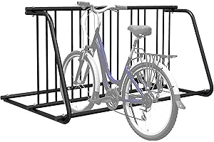 DURHAND 6 Bike Rack Stand Double Sided, 61" Length Bicycle Stand with 6 Bikes Capacity, Steel Frame, for Garages, Stores, Sch