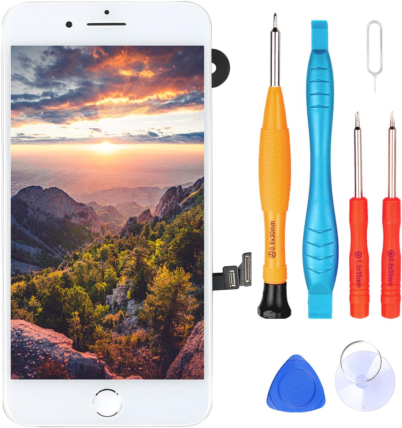 Ayake for iPhone 7 Plus Screen Replacement with Home Button White, Full Assembly Retina LCD Touch Display Digitizer with Front Camera+Earpiece Speaker+Proximity Sensor+Tools for A1661, A1784, A1785