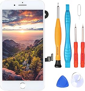 Ayake for iPhone 7 Plus Screen Replacement with Home Button White, Full Assembly Retina LCD Touch Display Digitizer with Front Camera+Earpiece Speaker+Proximity Sensor+Tools for A1661, A1784, A1785