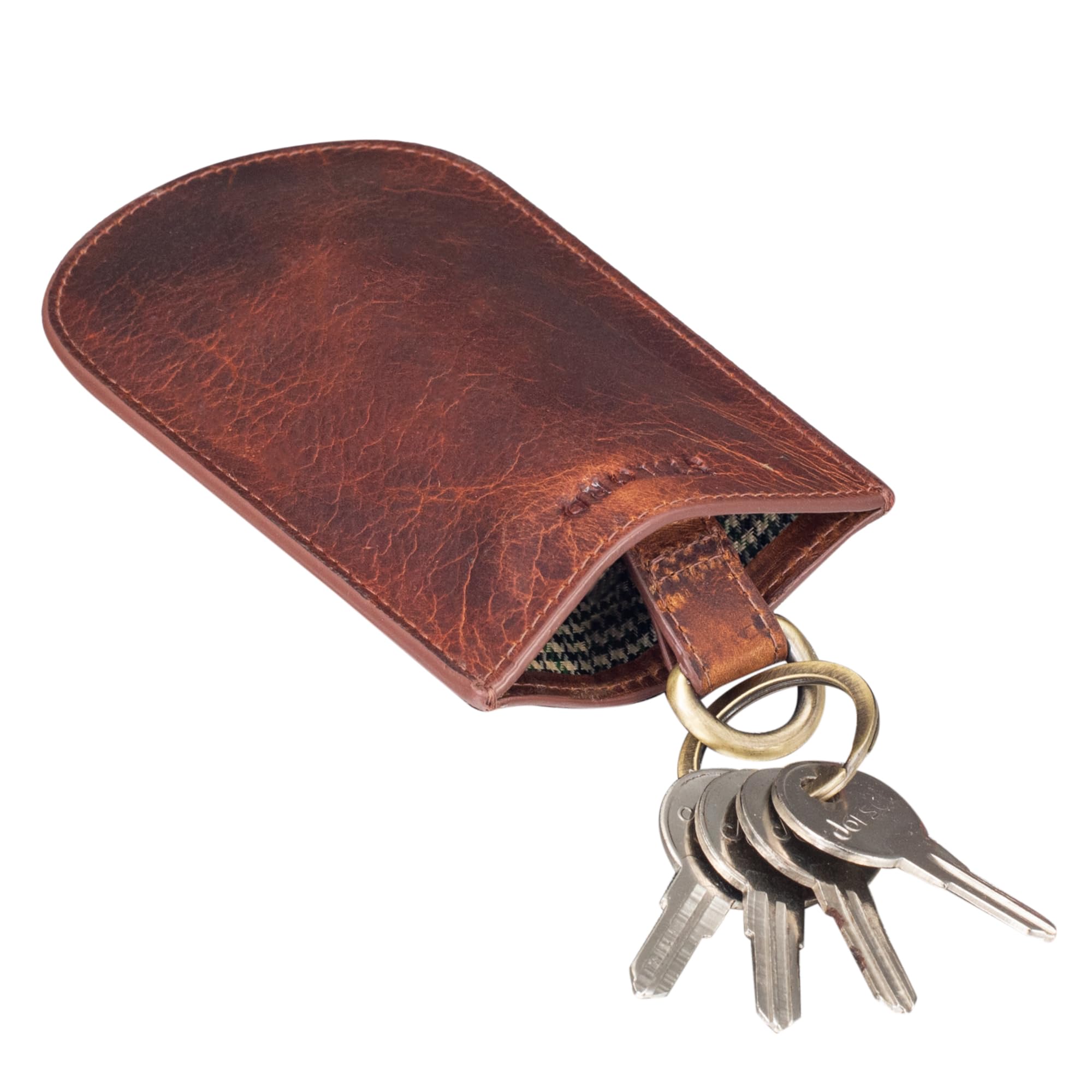 STILORD "Toby" Leather Key Holder Pouch Vintage Key Case Wallet for Men Women Slim Leather Purse Vintage Organiser Coin Pouch for Handbags Pocket Colour:Prestige - Brown