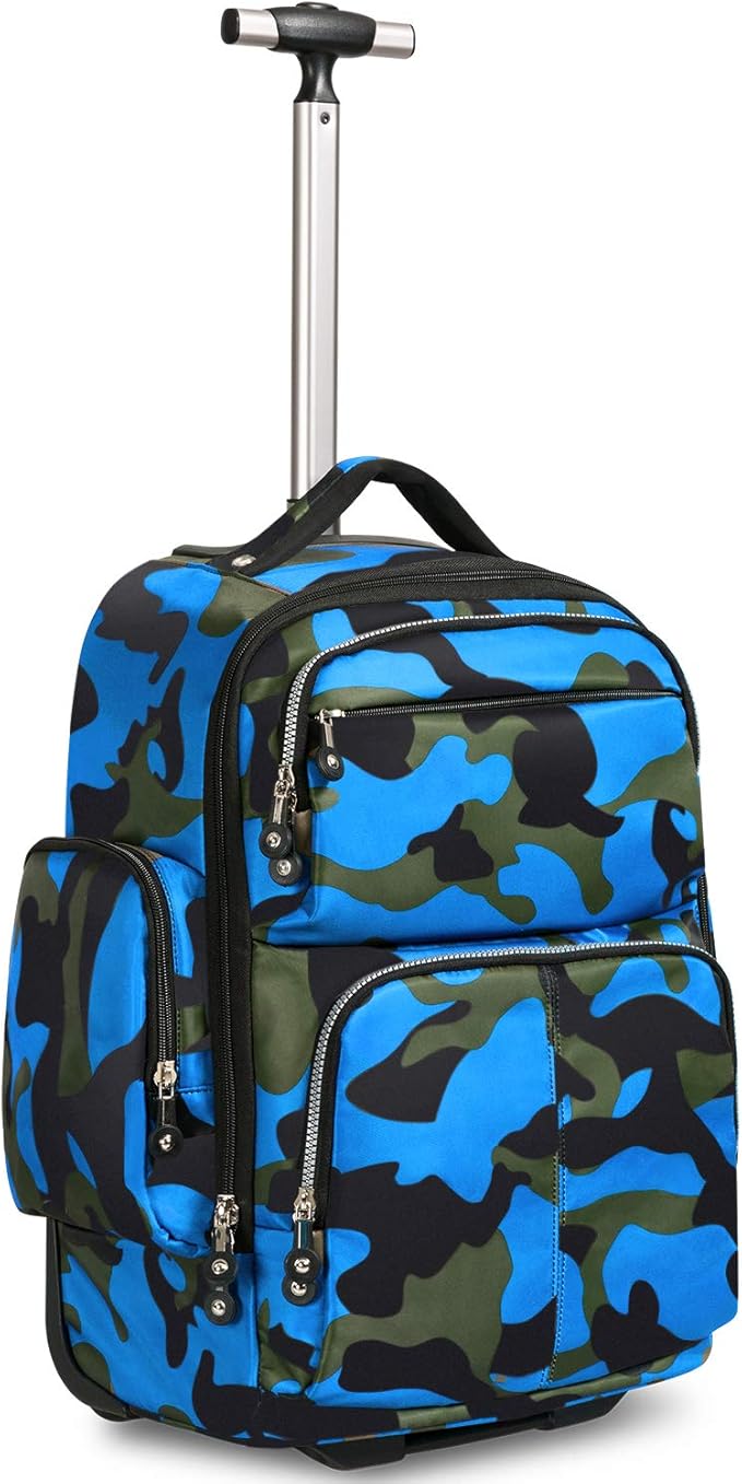 blue camouflage suitcase
