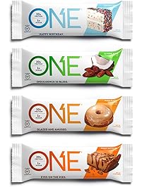 ONE Protein Bar, Best Sellers Variety Pack, 12-Pack, Gluten-Free, High Protein, Low Sugar, Includes Birthday Cake, Almond Bliss, Maple Glazed Doughnut & Peanut Butter Pie (Packaging May Vary)